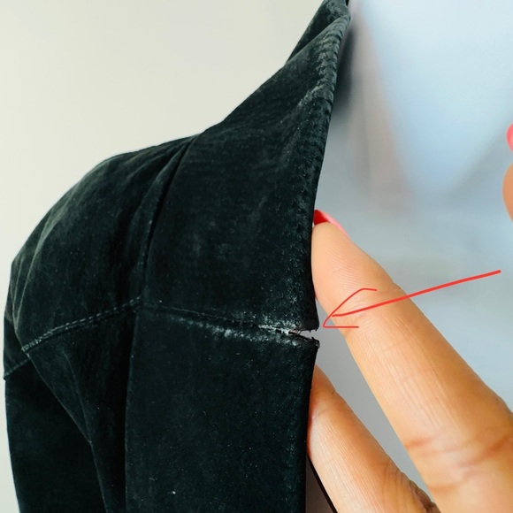 Lovely Black Genuine Leather Suede Swing Jacket Size 14 - Picture 12 of 12